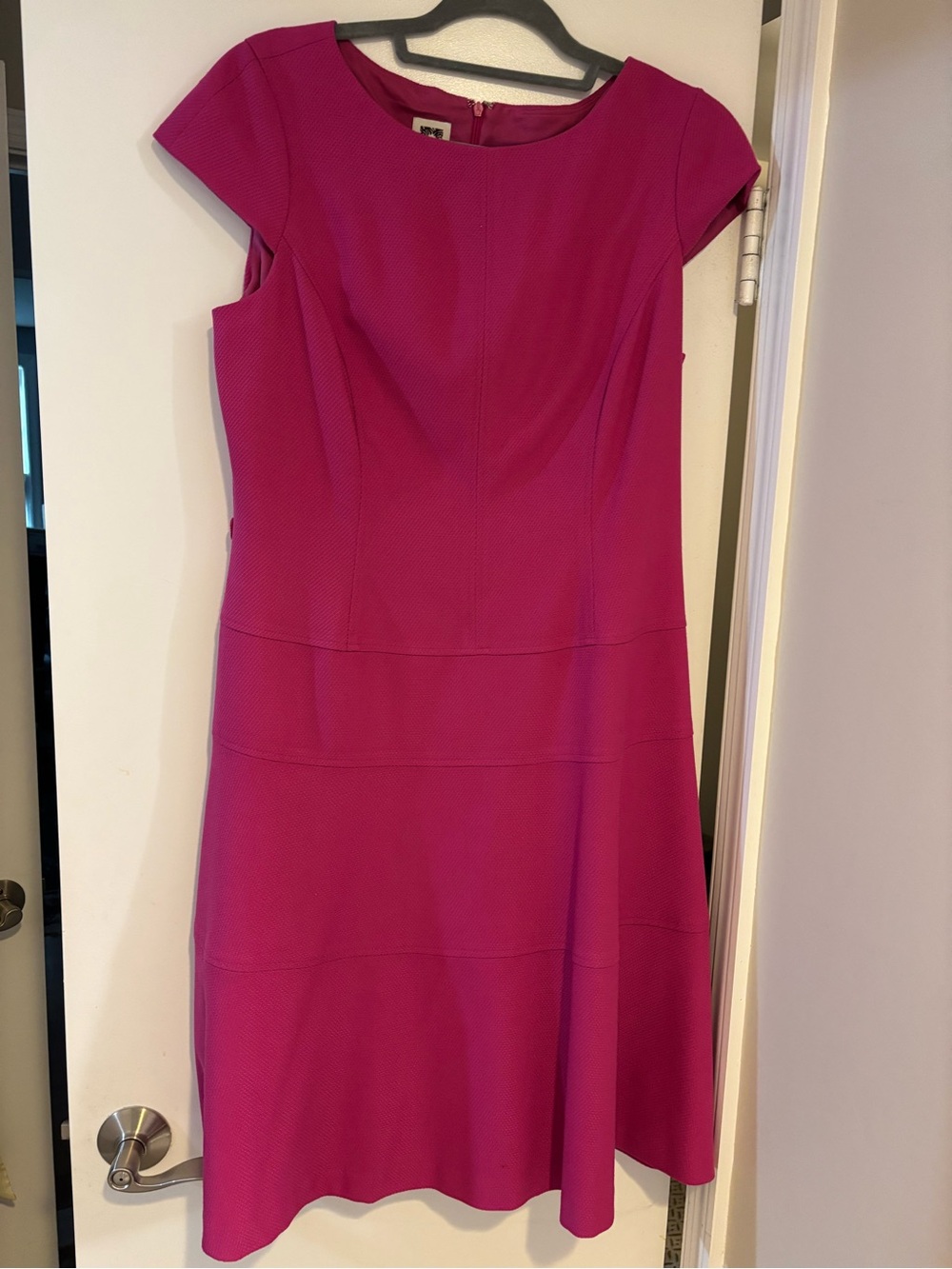 Anne Klein Classic Fuchsia Cap-Sleeve Fit-and-Flare Dress